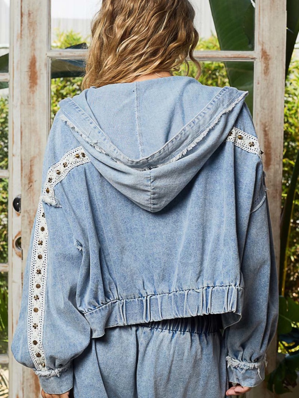 POL Light Blue Denim Patch Wide-Leg Set - Picture 4 of 7